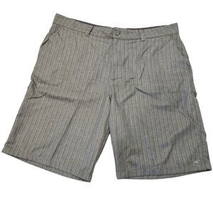 O'Neill Shorts Mens Size 38 Flat Front Gray Pinstripe Casual Oneill Vacation